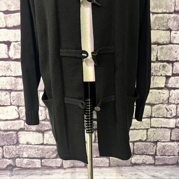Karen Scott Black Hooded Cardigan Sweater Size L - Picture 3 of 9